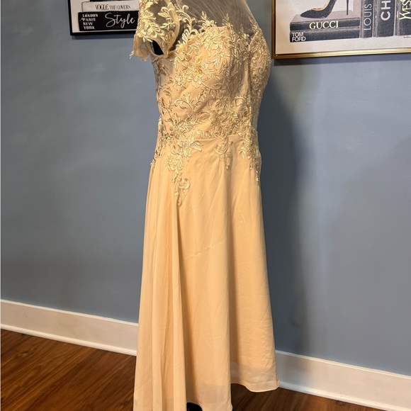 Taupe Sequin High Low Dress with Flutter Cap Sleeves Size 18W - Picture 8 of 14